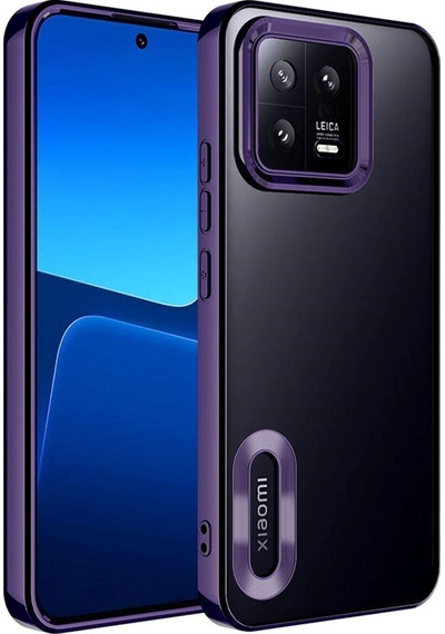 Xiaomi Mi 13 Kılıf Kamera Korumalı Logo Gösteren Zore Omega Kapak Derin Mor