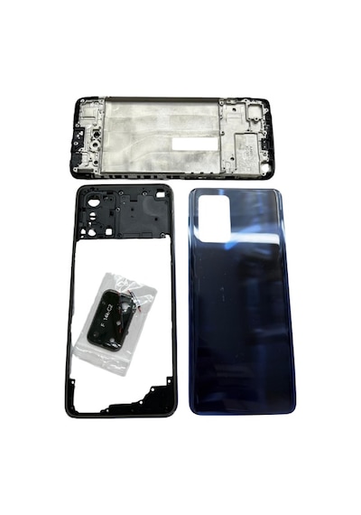 Oppo A74 Uyumlu Arka Kapak Kasa Siyah + Ekran Çıtası Çok Renkli