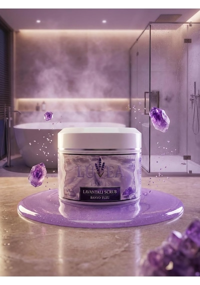 Lúvea Parıs Lavantalı Scrub Banyo Tuzu Sıvı Tuzlu, Tatlı Badem Yağı & E Vitamini Sofrada Öğütme Tuz Hediye Diğer