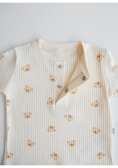 Organik Hector 2'li Pijama Takımı Natural Krem