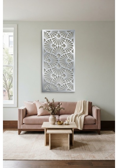 Dekoratif Panel Metal Duvar Tablosu - Duvar Sanatı - Duvar Dekoru - Gümüş