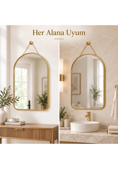 Tr Askılı Duvar Aynası Cm, İnce Çerçeve, Banyo Antre Yatak Odası Ve Makyaj Alanı İçin Dekoratif Ayna, Ayna Go Diğer