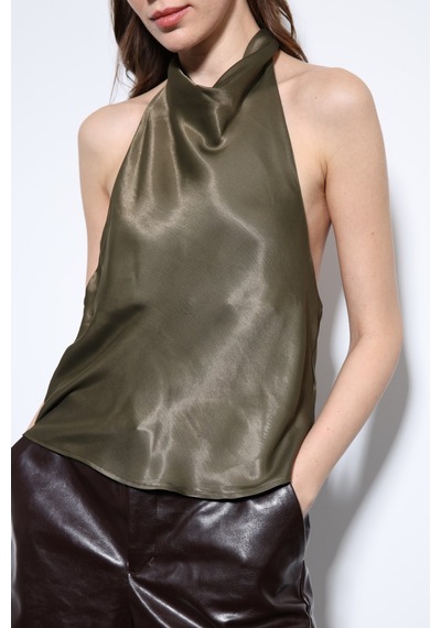 Antioch Saten Halter Kadın Top Haki