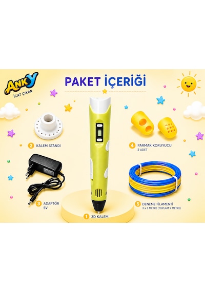 Anky 3d Kalem 50+9 M Flament + Fan Hediyeli