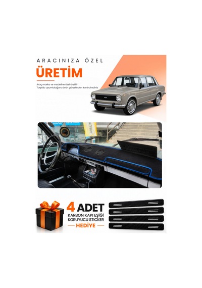 Tofaş Murat 124 1971-1977 Uyumlu Torpido Koruma Örtüsü Oto Kılıfı - Siyah Mavi