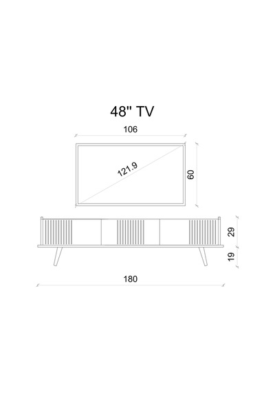 Spica Safir Meşe Rengi Mdf 3 Kapak Ahşap Ayaklı 180 Cm Tv Ünitesi