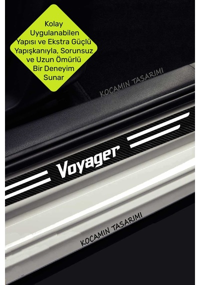 Chrysler Voyager Çiziklere Karşı Dayanıklı Karbon Kapı Bagaj Koruma Seti Sticker Folyo Voyager Yazılı