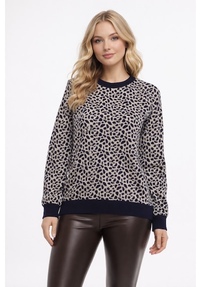 Gürkan Kadın Leopar Desen Triko Kazak Bgl-st05284 Siyah