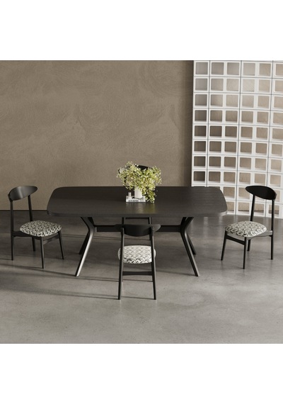 Bosco Pergel Ahşap Mutfak Masası 90x160 Siyah