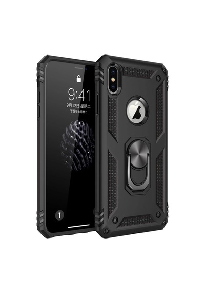 İphone Xs Max Kılıf Sofya Yüzüklü Silikon Kapak - Siyah