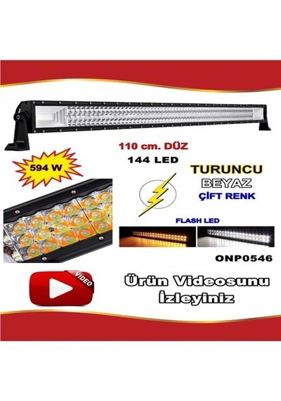 Off Road Led Bar Turuncu-Beyaz Düz Model 3 Sıra 110 Cm 144 Led (462100748)
