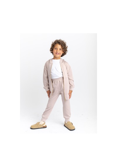 Oliven The Kid Oliventhekid Unisex Fermuarlı Kanguru Cepli Kapüşonlu Takım Bej Bej