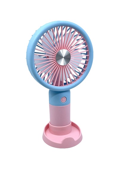 Şarjlı Taşınabilir El Pervanesi / Masa Üstü Mini Fan Mavi-pembe