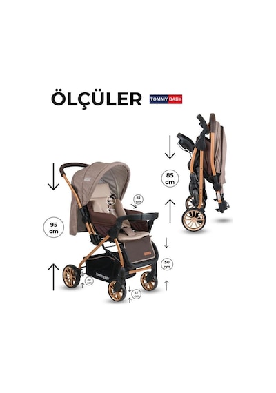 Tommybaby TB-980 Gold Çift Yön Lüx Bebek Arabası Puset Füme