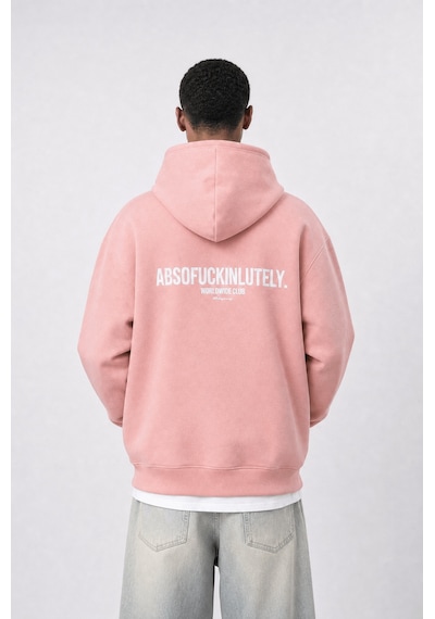 Respire Erkek Absofuckinlutely Baskılı Oversize Hoodie Pembe