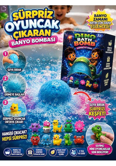 Sürpriz Oyuncak Çıkaran Banyo Bombası Suda Eriyen Renkli Banyo Topu Çocuklar İçin Eğlenceli Banyo Deneyimi