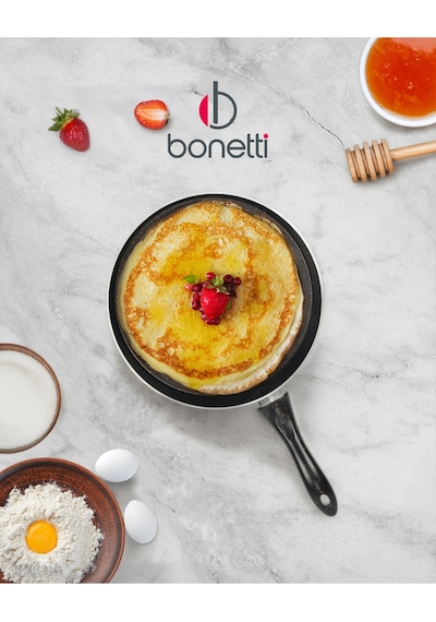 Bonetti Granit 30 Cm Krep Tavası Siyah-gold Yanmaz Yapışmaz Gözleme Tavası Siyah