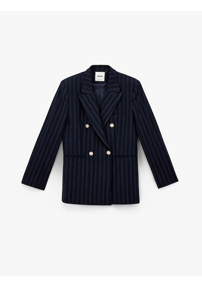 Koton Uzun Kollu Cepli Düğmeli Kruvaze Çizgili Blazer Ceket Lacivert Çizgili 6sak50027ew 7s2 Koton Uzun Kollu Cepli Düğmeli Kruvaze Çizgili Blazer Ceket Lacivert Çizgili 6sak50027ew 7s2