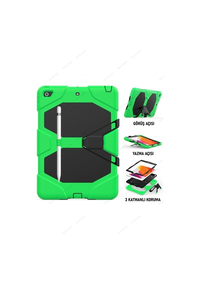 Apple Uyumlu iPad, 5. 6. Nesil 2017 2018 9.7" Inc Kılıfı Defender Tank Zırh Silikon Kılıf Ekran Koruyuculu Apple Uyumlu iPad, 5. 6. Nesil 2017 2018 9.7" Inc Kılıfı Defender Tank Zırh Silikon Kılıf Ekran Koruyuculu