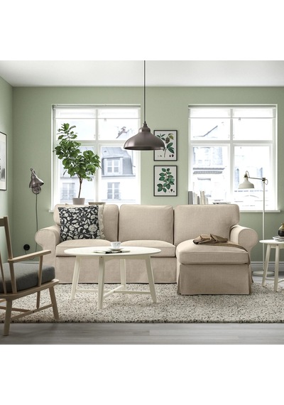 Ikea Bej Konforlu Kanepe - Uzanma Koltuklu 3'lü Kanepe