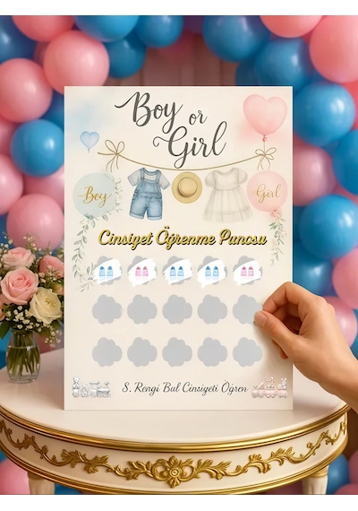 Kazı Kazan Cinsiyet Öğrenme Panosu ''kız'' Gender Reveal Sürpriz Pano Tüm Yaşlar