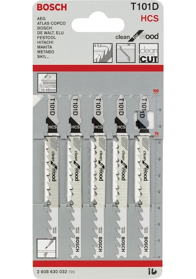 Bosch T 101 D Clean For Wood Dekupaj Testeresi Bıçağı 5'Li - 2608630032
