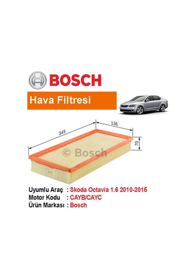 Skoda Octavia 1.6 Tdı Hava Filtresi 2010-2015 Bosch