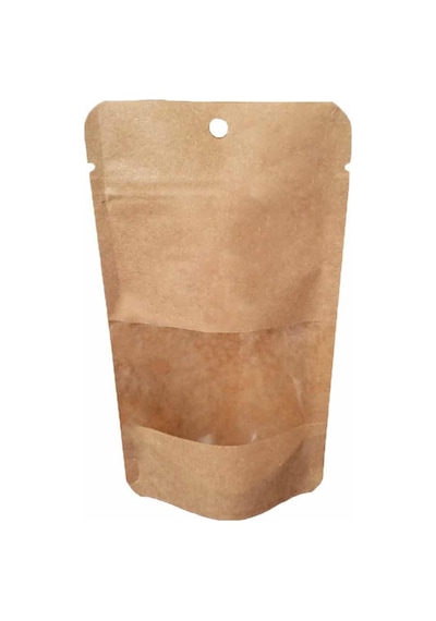 Doypack Orta Boy Pencereli Kraft Delikli Kilitli Kese Kağıdı 20'li 13 x 22 x 7 CM