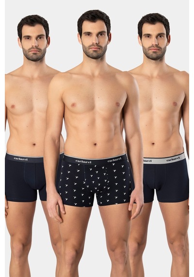 Cacharel Erkek Desenli Likralı Boxer 3'lü Paket 1339/lacivert 6 Lacivert