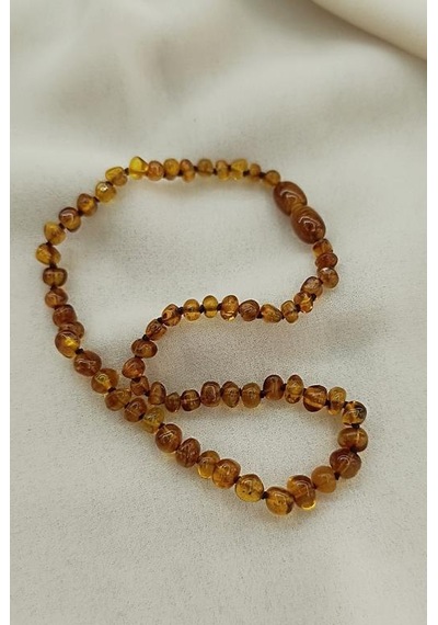 Hd Marketim Kehribar Amber Doğaltaş Düğümlü Bebek Kolyesi Kahverengi