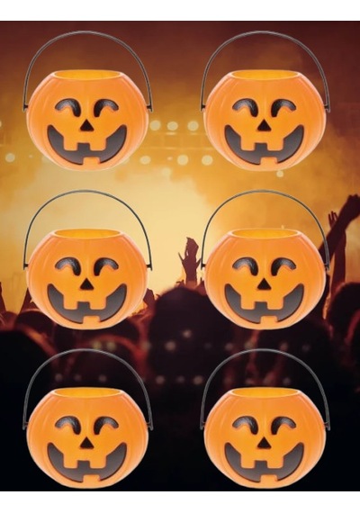Cadılar Bayramı Halloween Bal Kabağı Mumluk 8 Cm 6lı Şeker Kovası Aksesuar Diğer
