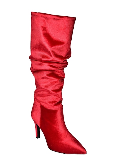 Fox Shoes L404868039 Bordo Kadife İnce Topuklu Kadın Çizme Bordo