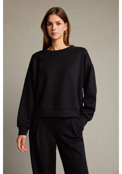 Defacto Bisiklet Yaka Modal Sweatshirt G2913ax25aubk81 Siyah
