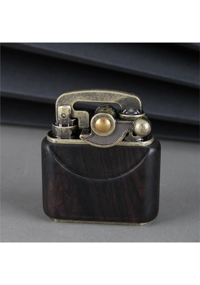 Sm-090t Vintage Benzinli Ahşap Çakmak Siyah Bronz