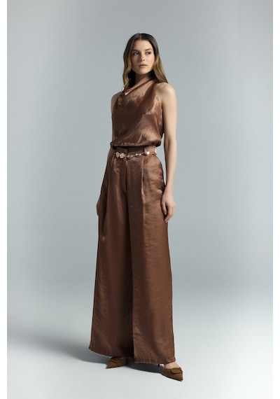 Sateen Aura Pantolon - Kahve-137307