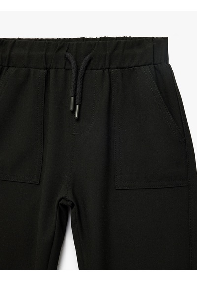Koton Beli Bağcıklı Viskon Karışımlı Basic Jogger Pantolon Siyah 6skb40121tw