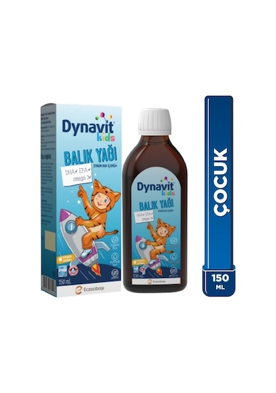 Dynavit Kids Balık Yağı 150 Ml - Çocuklar Için 1300mg Balık Yağı, Omega-3, Epa, Dha - Portakal Aromalı