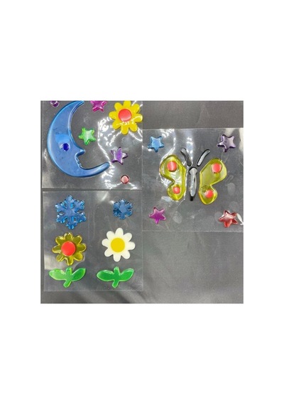 3 Adet Jel Sticker, Cam Sticker,karışıkrenk 10 X 11 1