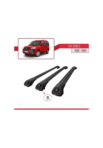 Fiat Doblo 2000-2009 Arası İle Uyumlu Ace-1 Ara Atkı Tavan Barı Siyah 3 Adet Bar