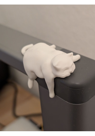 İhtiyacın3d 2'li Set Tembel Şişko Kedi Monitör Ve Tv Köşe Biblosu - Ekran Üstü Dekor Figür 6x4 Cm Beyaz