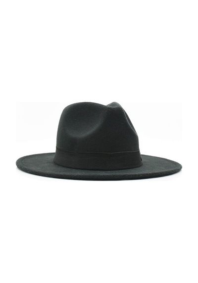 Külah Erkek Fedora Şapka-Siyah-Siyah-Standart