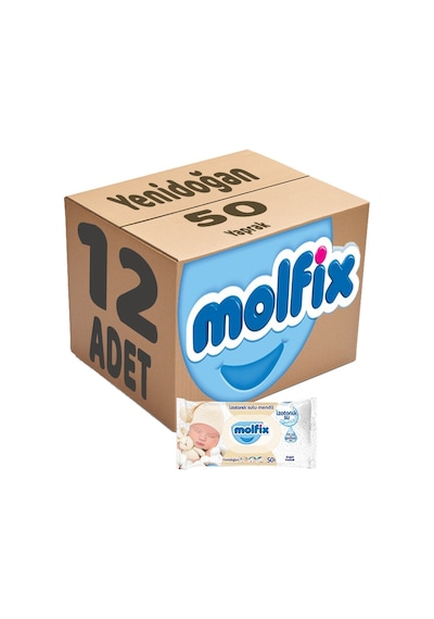 Molfix Islak Havlu Mendil Izotonik Yeni Doğan 12 Li Set 50 Yaprak