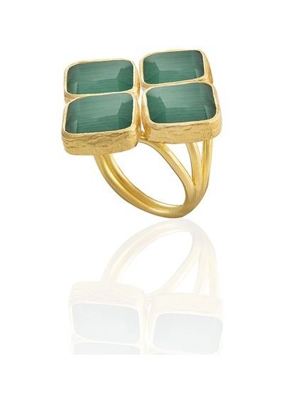 Kadir Jewellery 22 Ayar Altın Kaplama Kadın Zirkon Taşlı Yüzük Ördek Yeşil 05772448