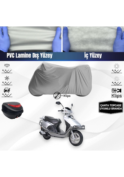 Rks Spontini 125 Motosiklet Brandası Arka Çanta Topcase Uyumlu Motor Branda