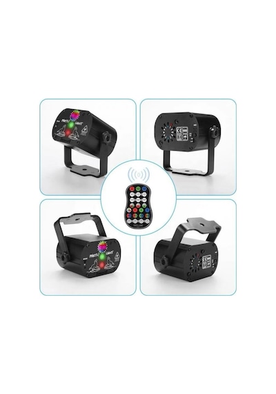 Ginny Disko Led Rgb Lazer Işıklı Led Aydınlatmalı Mini Sahne Ses Kontrollü Parti Işığı Ct-lzr1 Siyah Black