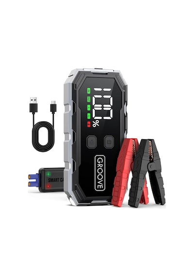 F11 15800mah 2000a Akü Takviye Cihazı Taşınabilir Jump Starter Powerbank+led Lamba+lcd Ekran