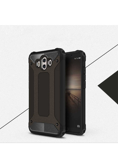Kilifone - Huawei Uyumlu Mate 10 - Kılıf Çift Katman Zırh Tank Crash Military Kapak - Siyah