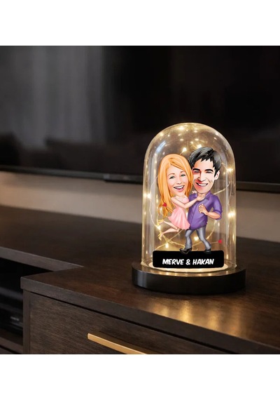 Bk Gift Kişiye Özel Sevgiliye Karikatürlü Led Işıklı Cam Fanus Biblo -11, Romantik Hediye, Ev Hediyesi, Sevgiliye Hediye Kobitmeyencom36860 Bk Gift