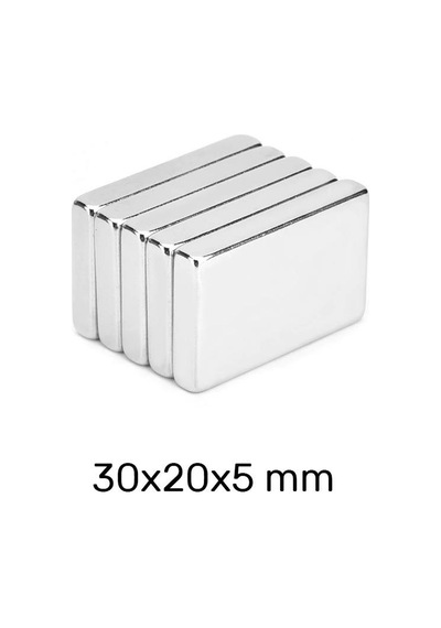 30X20X5 Mm Neodyum Dikdörtgen Güçlü Mıknatıs 5 Adet Set