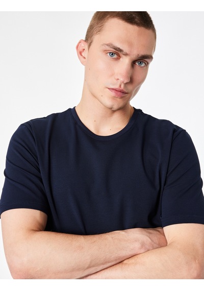 Koton Pamuklu Regular Fit Bisiklet Yaka Kısa Kollu Basic Tişört Lacivert 6sam10429mk
